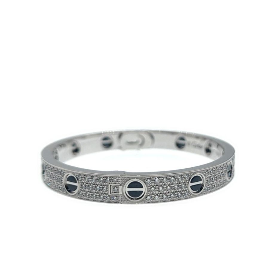 Cartier 卡地亞 Love 18K白金 寬版滿天星陶瓷手環 Size 17 Bracelet-1