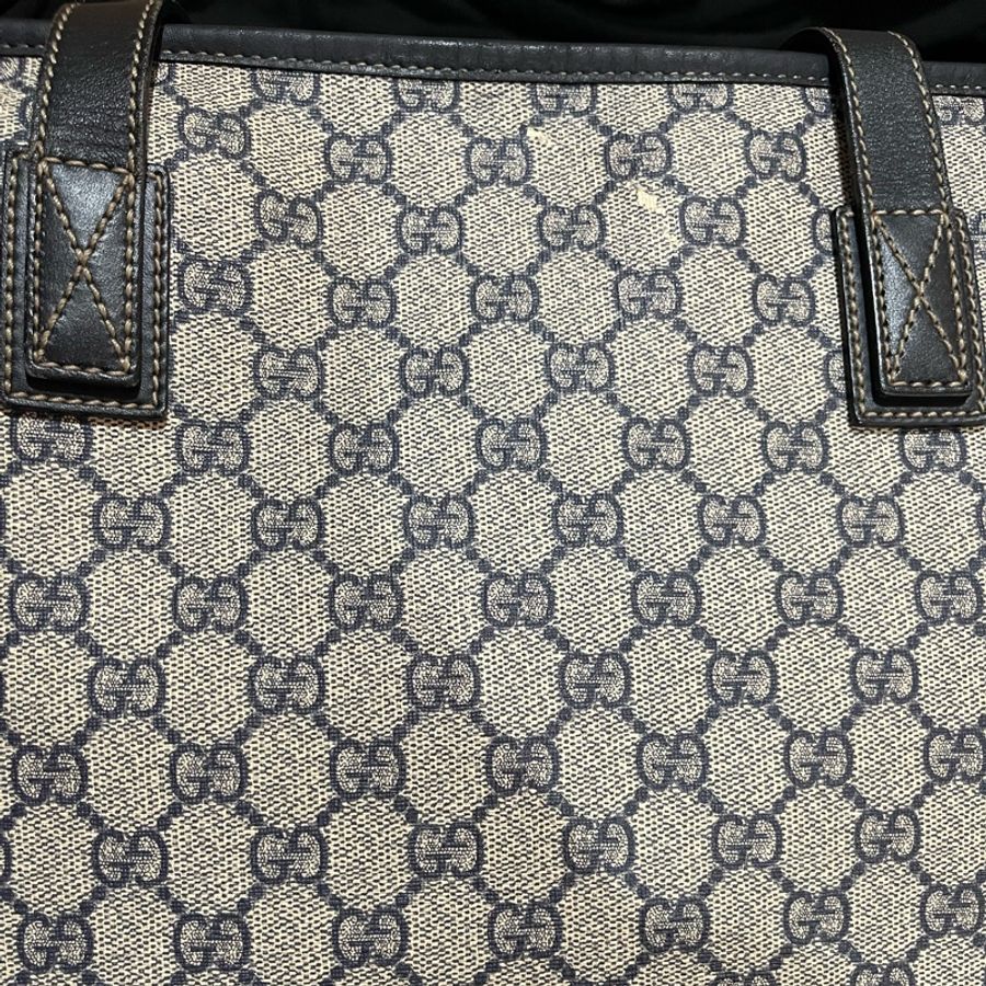Gucci經典logo黑藍46cm拉鍊托特包-25