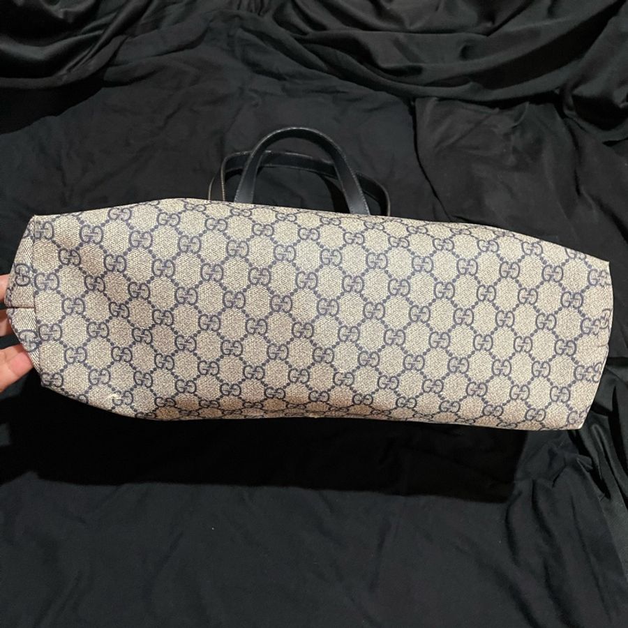 Gucci經典logo黑藍46cm拉鍊托特包-32