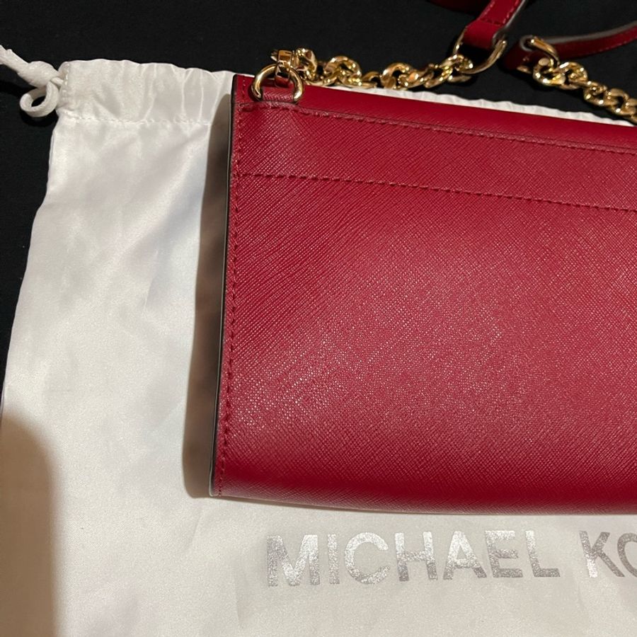 MICHAEL KORS金釦紅皮革側背包-24