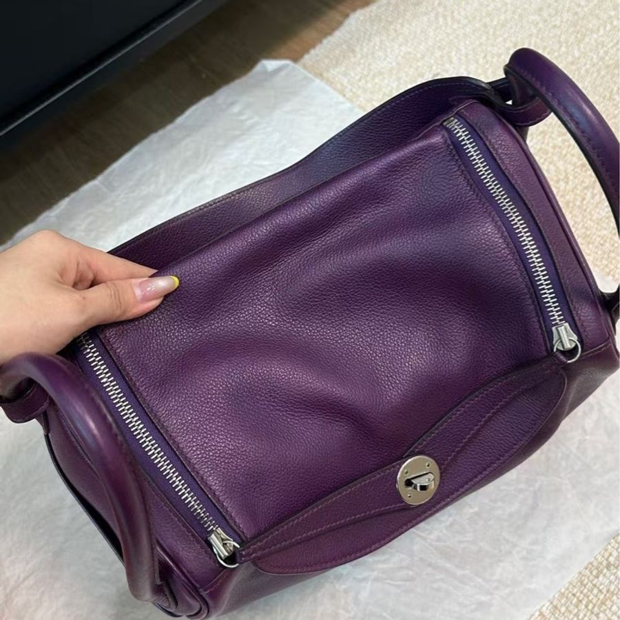 🌈Hermes💜Lindy 30💜紫色銀扣🌟98新🌟evercolor皮🌟-1