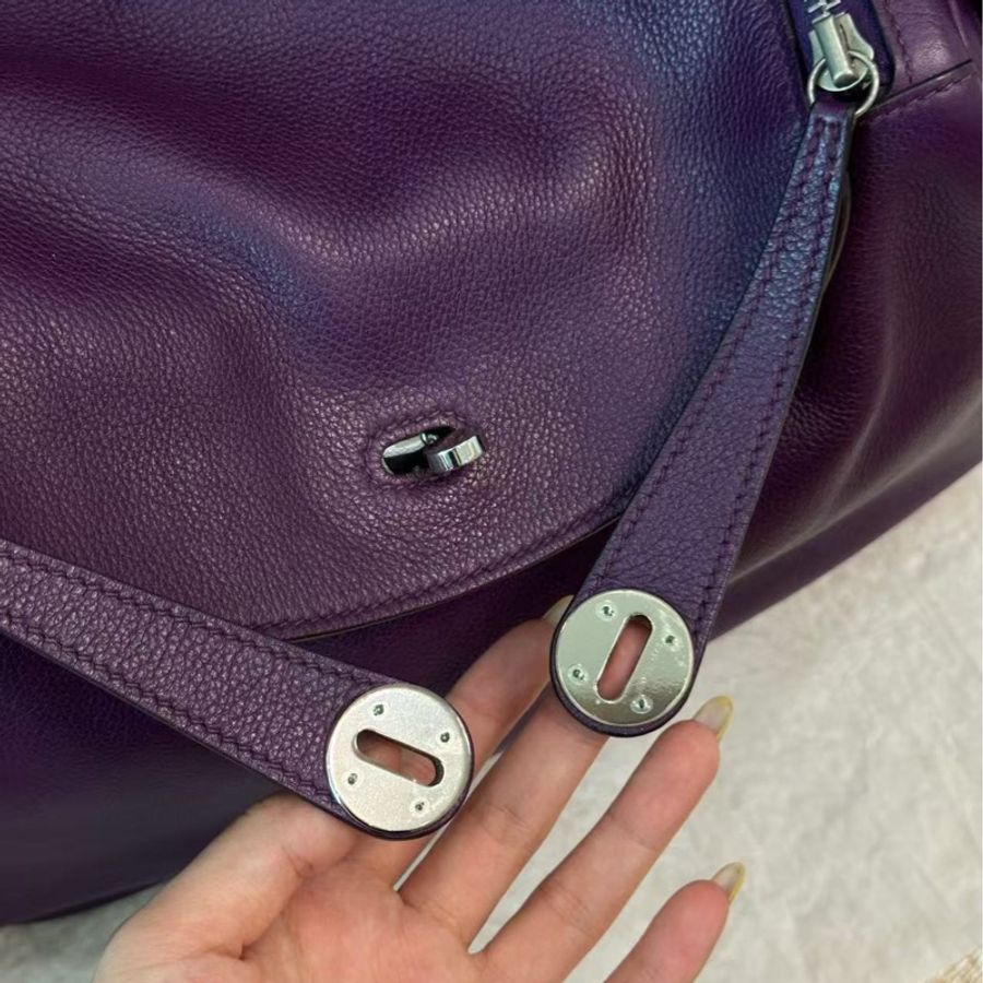 🌈Hermes💜Lindy 30💜紫色銀扣🌟98新🌟evercolor皮🌟-2
