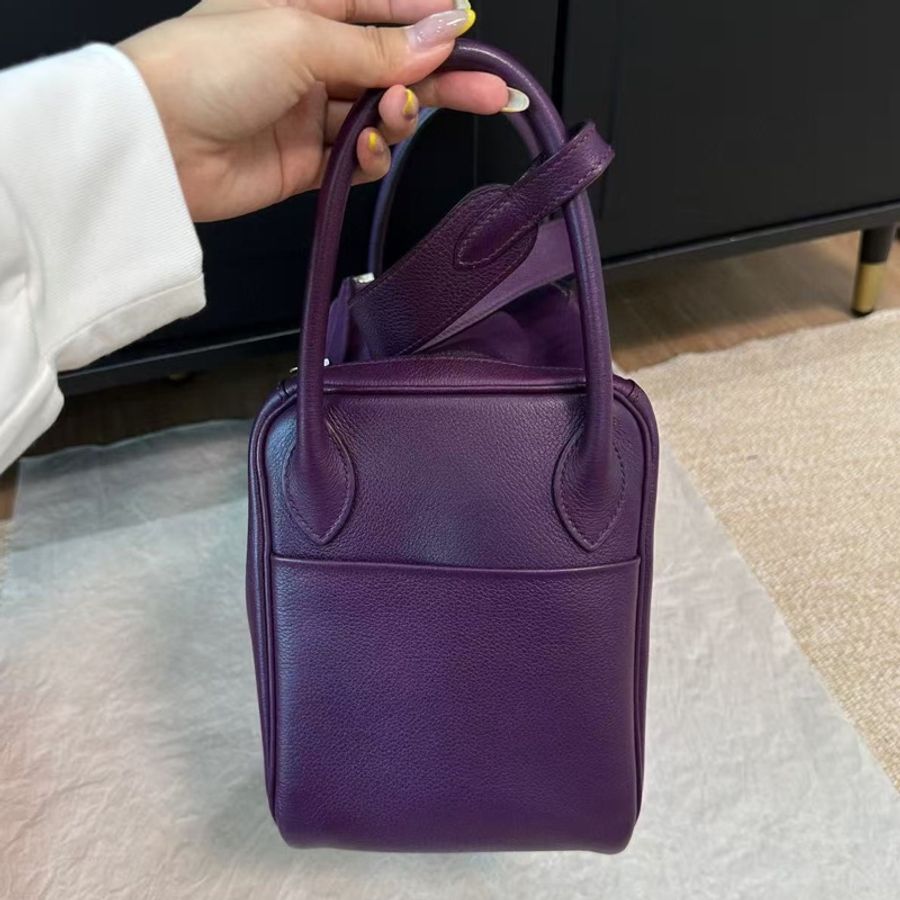 🌈Hermes💜Lindy 30💜紫色銀扣🌟98新🌟evercolor皮🌟-4