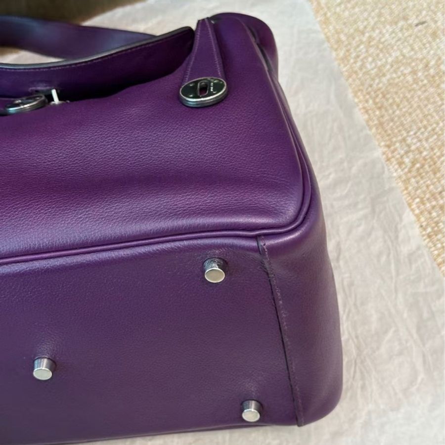 🌈Hermes💜Lindy 30💜紫色銀扣🌟98新🌟evercolor皮🌟-6