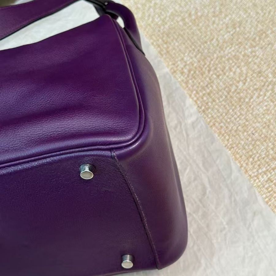 🌈Hermes💜Lindy 30💜紫色銀扣🌟98新🌟evercolor皮🌟-7