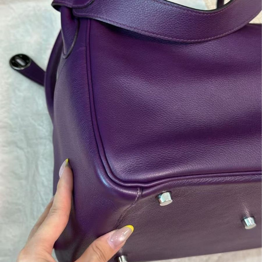 🌈Hermes💜Lindy 30💜紫色銀扣🌟98新🌟evercolor皮🌟-8