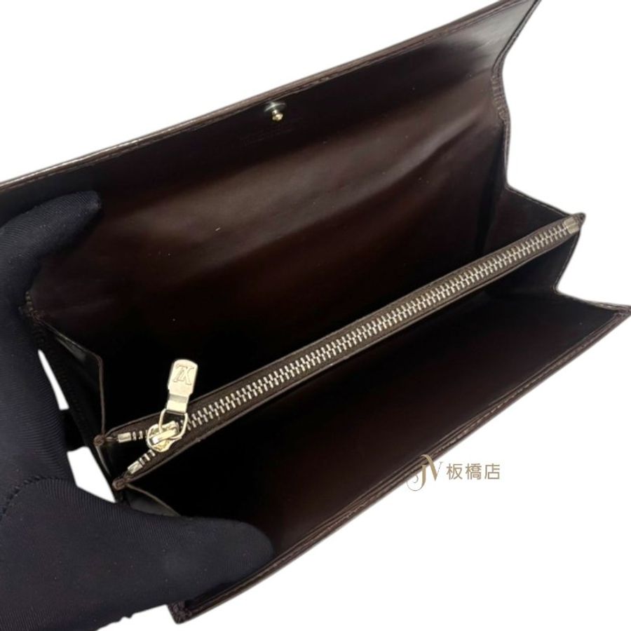 LV EPI咖啡色2卡下蓋長夾M63570-5