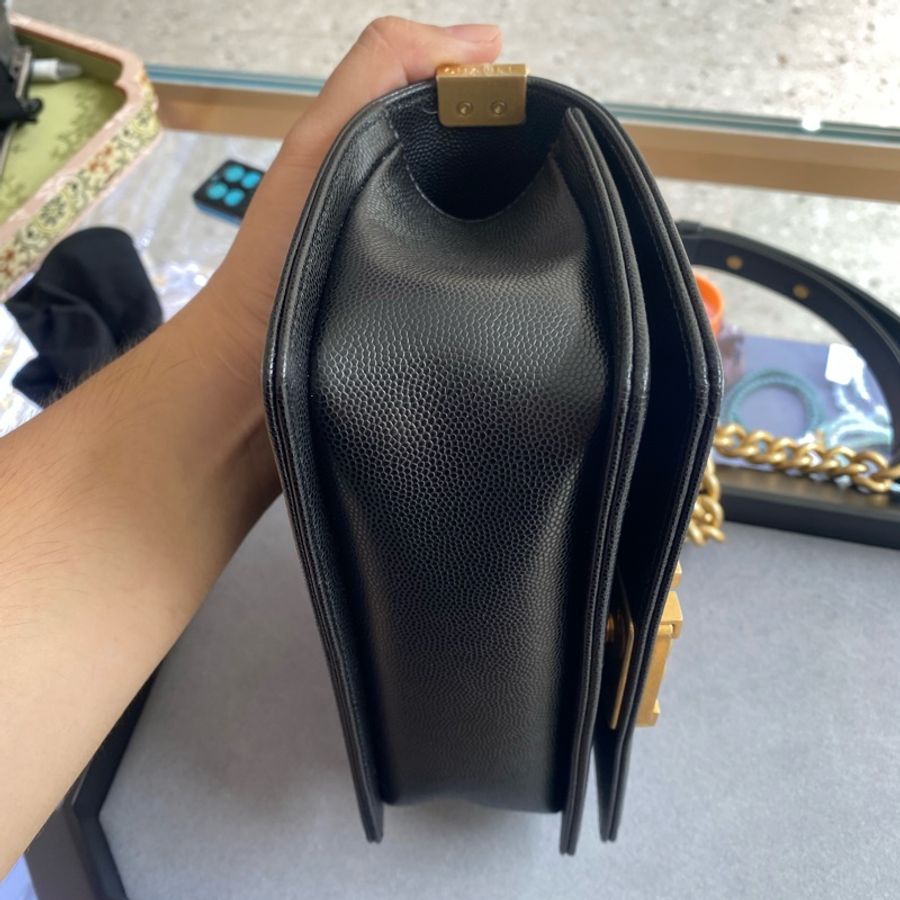 99新 閑置 Chanel 香奈兒Boy 黑金小號荔枝皮 20cm-5