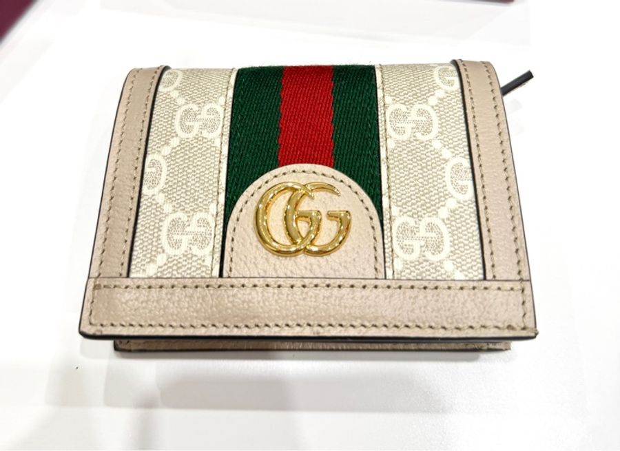 Gucci Ophidia GG 523155 燕麥奶 牛皮短夾 PVC-0