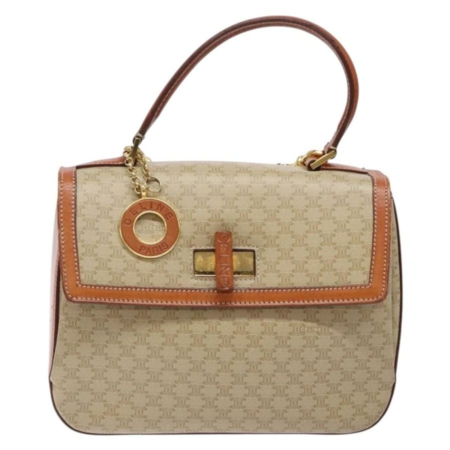 【日本直送】CELINE Macadam帆布手提包 PVC 兩用 米色 金色 正品 140317-12