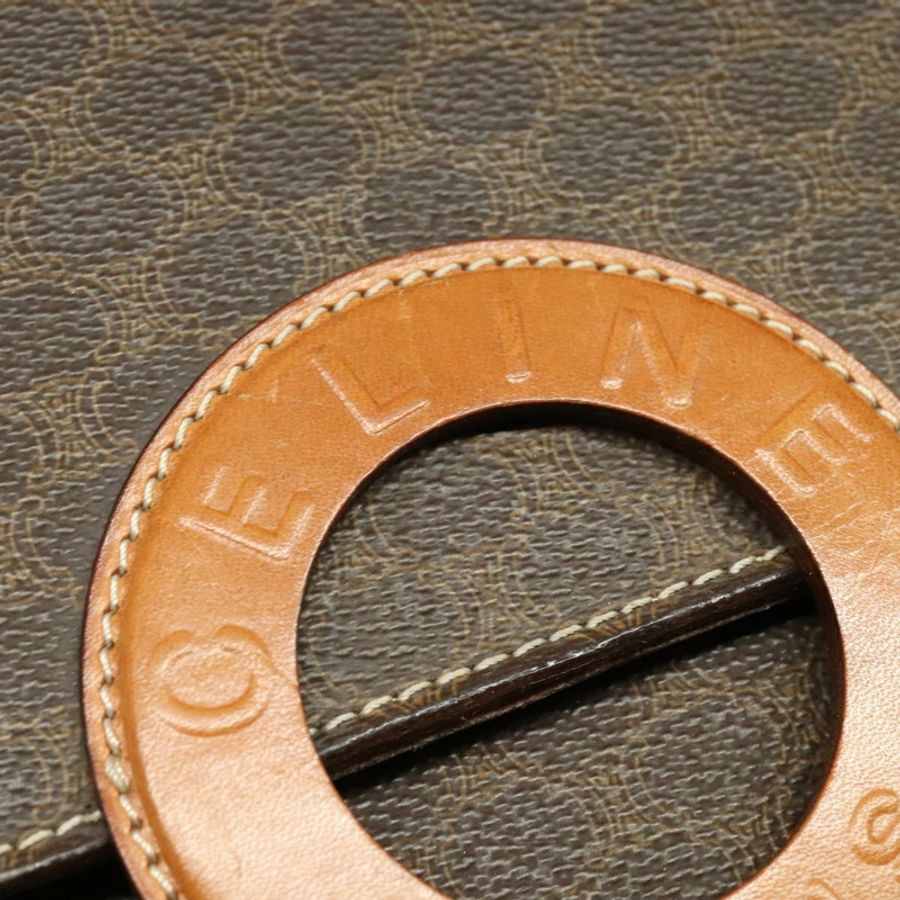【日本直送】CELINE Macadam帆布圓形Logo手拿包 PVC皮革 棕色 金色 正品 bs29367-7