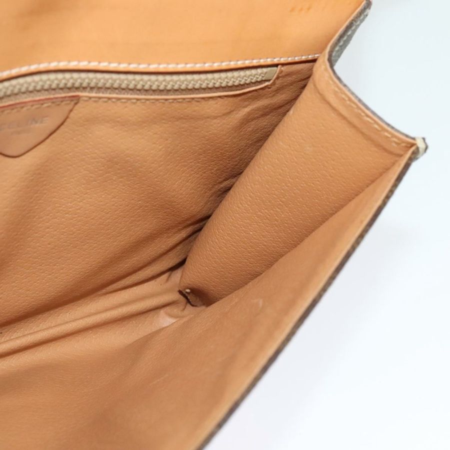 【日本直送】CELINE Macadam帆布圓形Logo手拿包 PVC皮革 棕色 金色 正品 bs29367-17