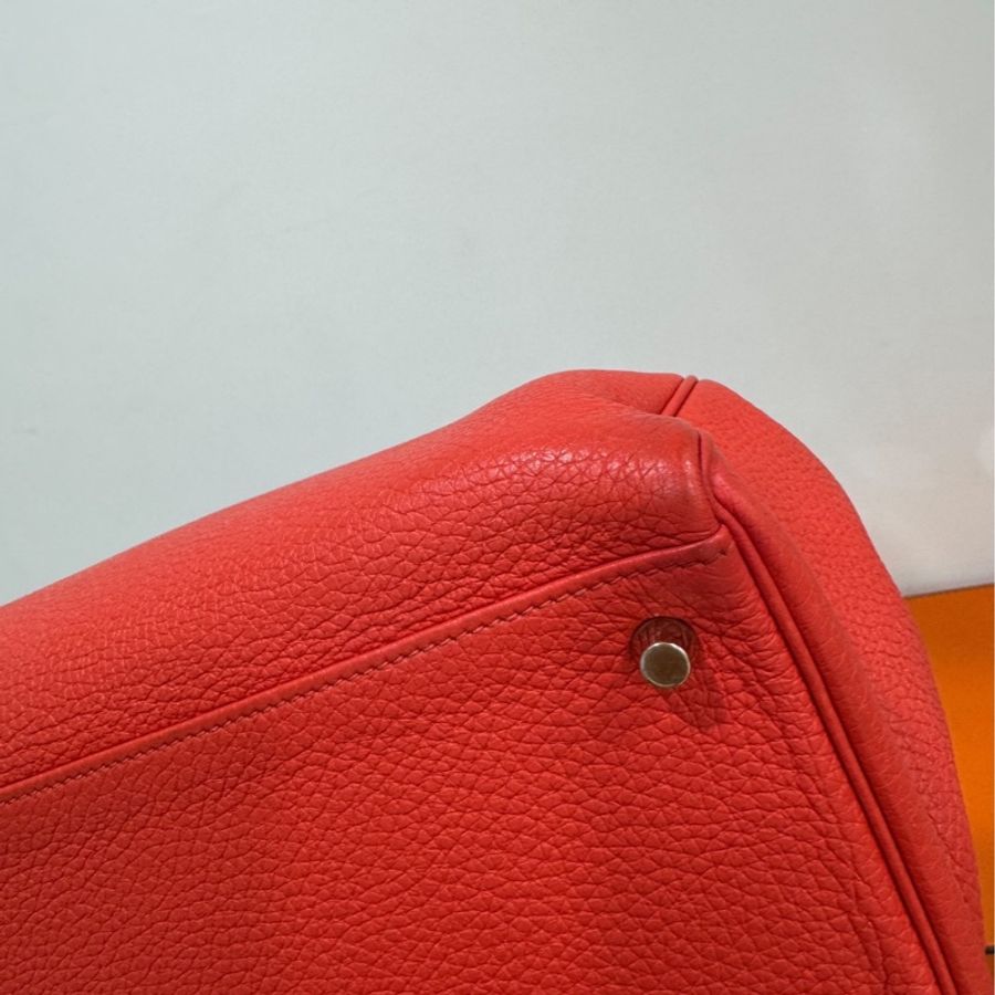 愛馬仕 Hermes Kelly 火焰紅 金扣 內縫 35 凱莉包 手提包 肩背包 斜背包 附絲巾-15