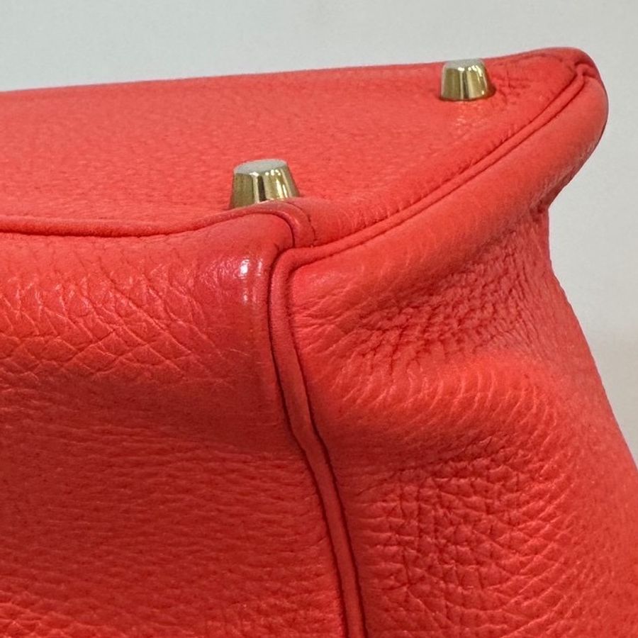 愛馬仕 Hermes Kelly 火焰紅 金扣 內縫 35 凱莉包 手提包 肩背包 斜背包 附絲巾-19