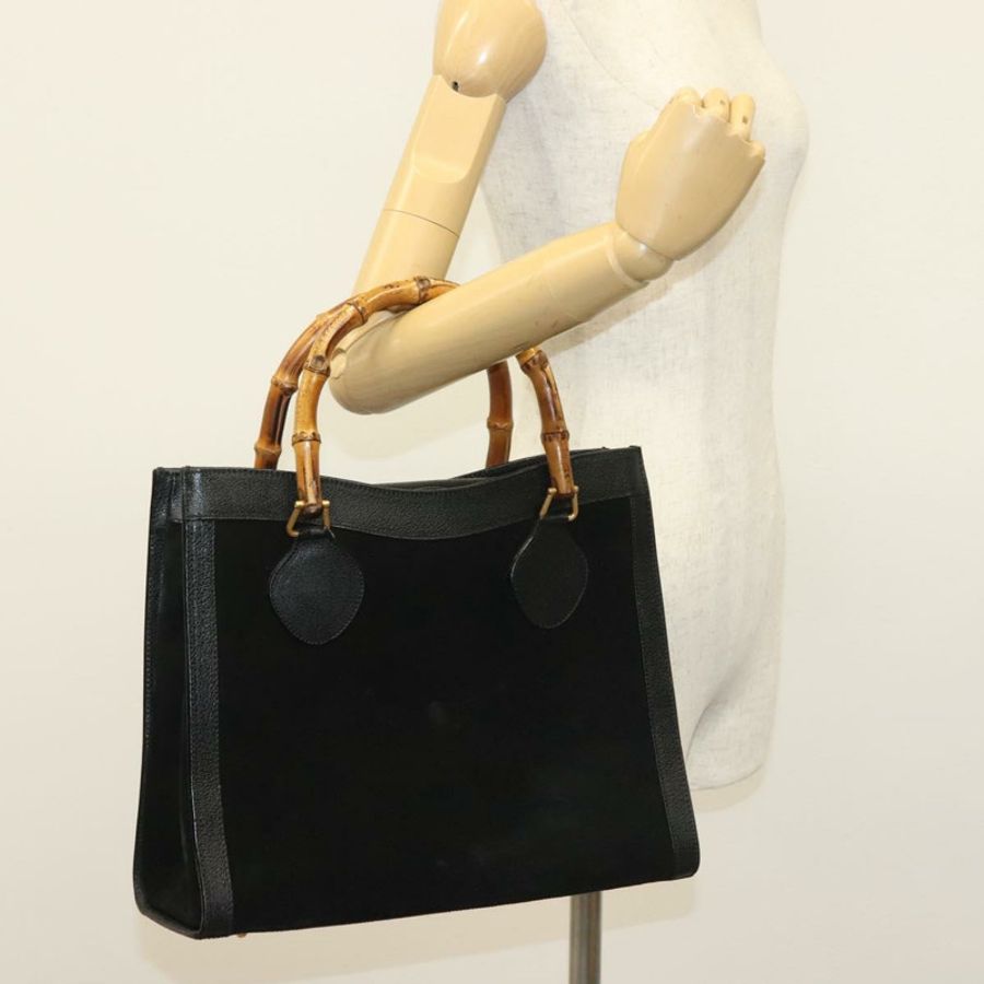 【日本直送】GUCCI 竹節手提包 絨面革 黑色 金色 002 1186 0260 正品 ep10379-23