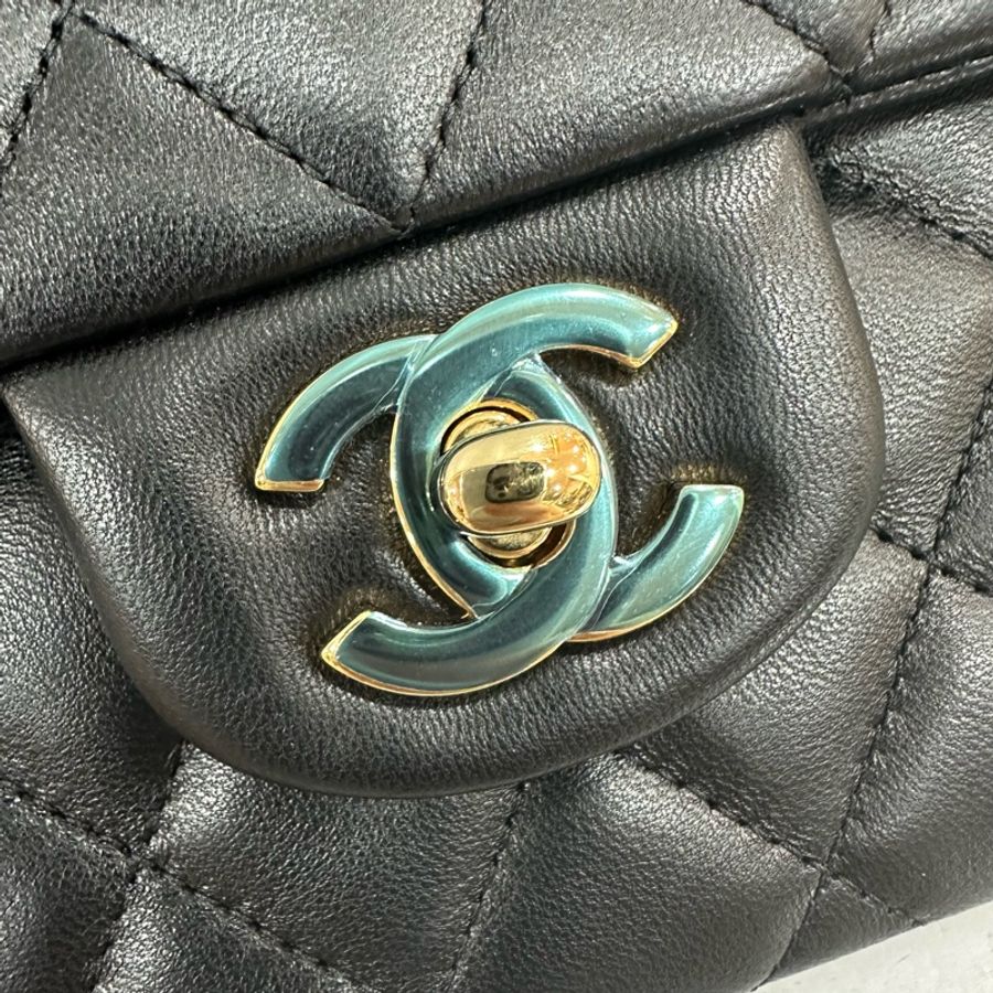 Chanel A01112 黑羊皮金釦 Coco CF 25-25