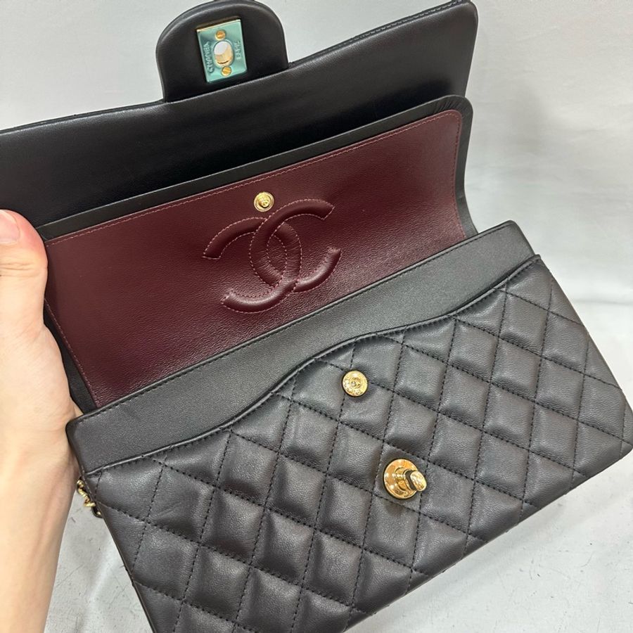 Chanel A01112 黑羊皮金釦 Coco CF 25-47