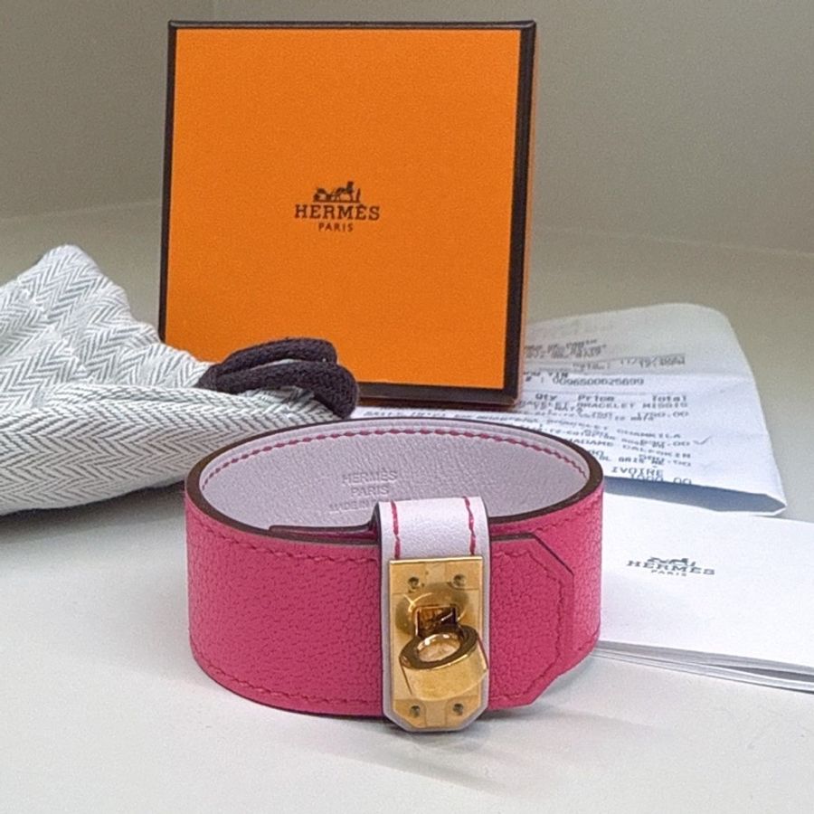 HERMES Kelly Twist 0R 玫瑰紫寬版手環 T2 B刻-0