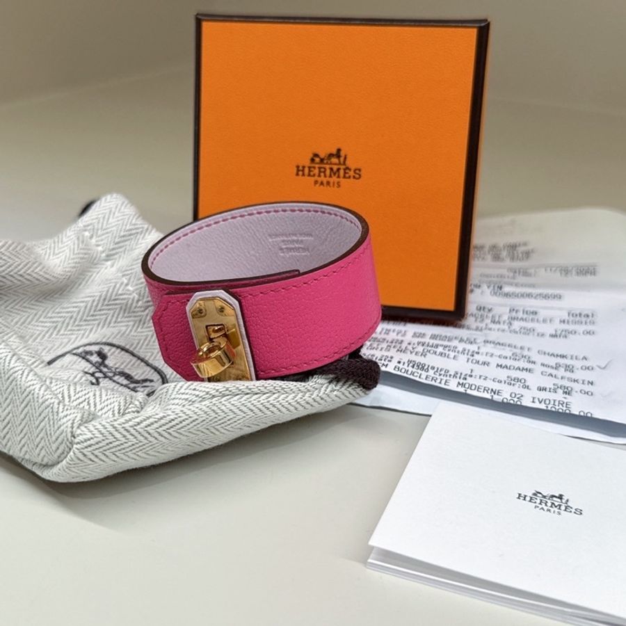 HERMES Kelly Twist 0R 玫瑰紫寬版手環 T2 B刻-1