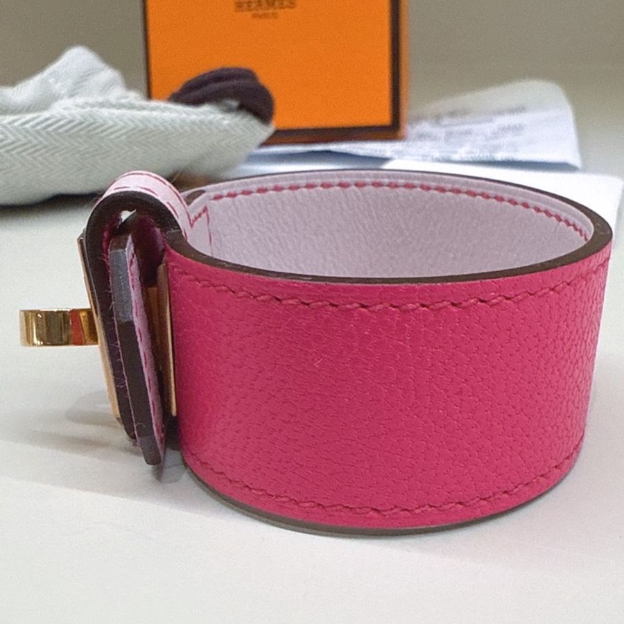 HERMES Kelly Twist 0R 玫瑰紫寬版手環 T2 B刻-3
