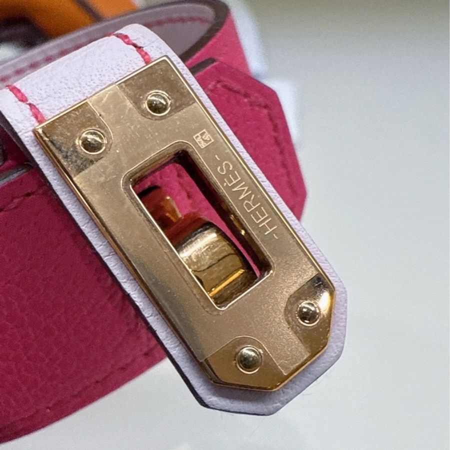 HERMES Kelly Twist 0R 玫瑰紫寬版手環 T2 B刻-10