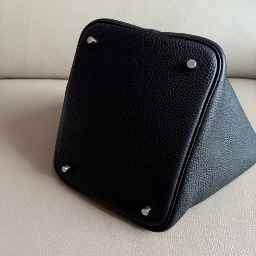 「M.Y精品」 Hermes picotin 22 菜籃子22 黑色銀釦-8