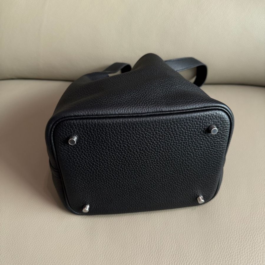 「M.Y精品」 Hermes picotin 22 菜籃子22 黑色銀釦-18