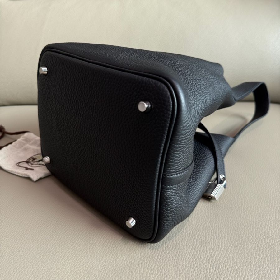 「M.Y精品」 Hermes picotin 22 菜籃子22 黑色銀釦-19