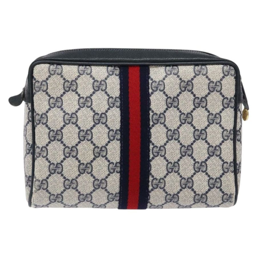 【日本直送】GUCCI GG Supreme Sherry Line 手拿包 PVC 海軍藍/金色 56 01 012 正品 BA5206-1