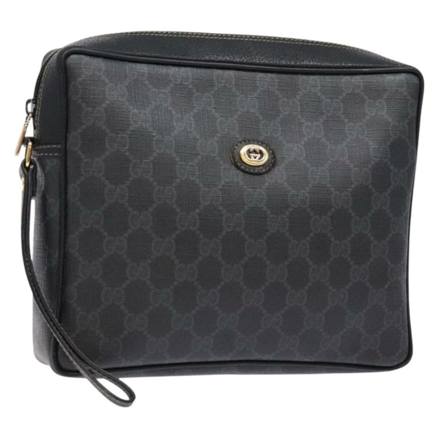 【日本直送】GUCCI GG Supreme 手拿包 PVC 黑色金色 156 01 053 正品 BA5207-0