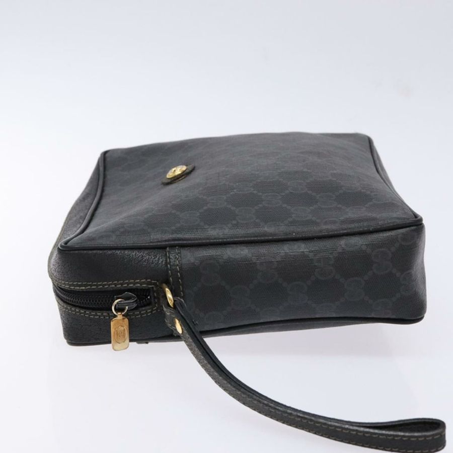 【日本直送】GUCCI GG Supreme 手拿包 PVC 黑色金色 156 01 053 正品 BA5207-3