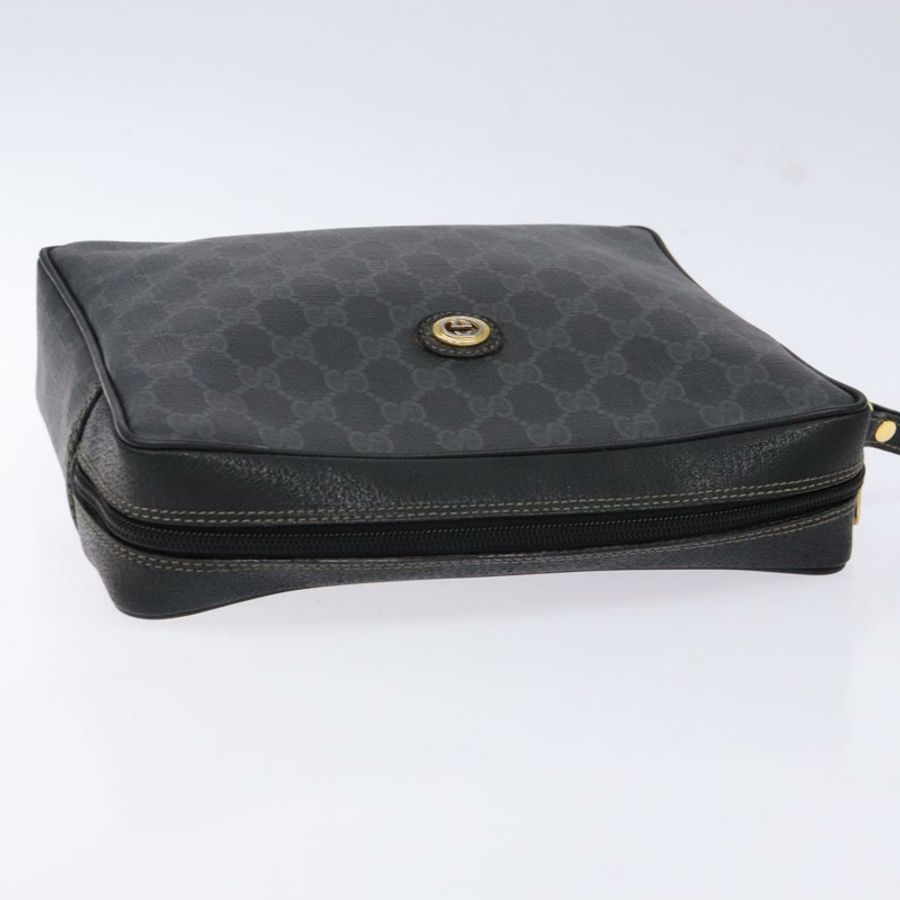 【日本直送】GUCCI GG Supreme 手拿包 PVC 黑色金色 156 01 053 正品 BA5207-4