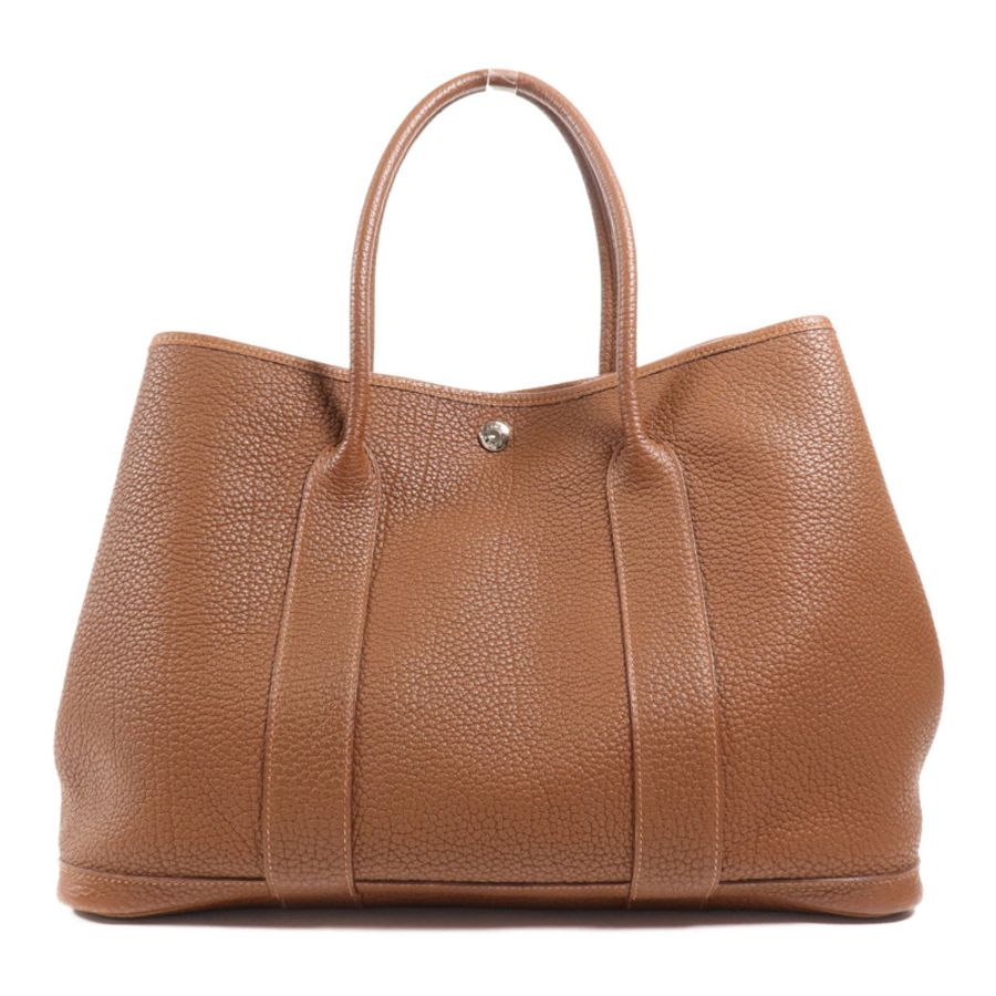 HERMES 【激減優惠】Negonda皮革Garden Party PM銀扣手挽袋Marron Fonce-1