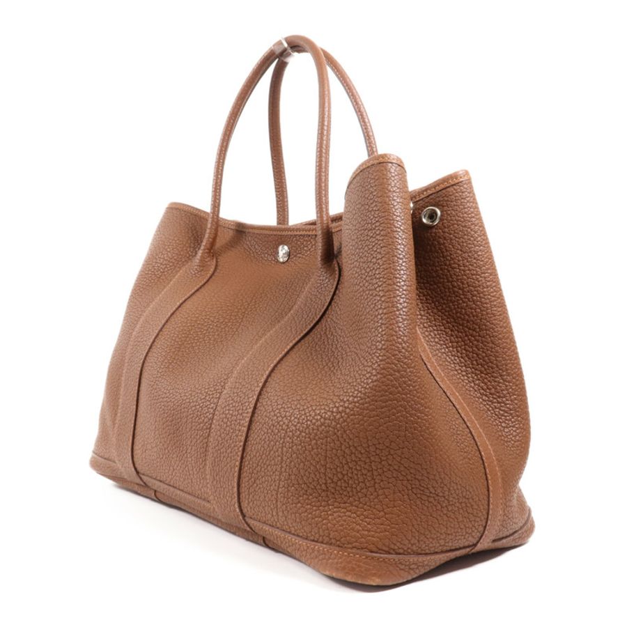 HERMES 【激減優惠】Negonda皮革Garden Party PM銀扣手挽袋Marron Fonce-2