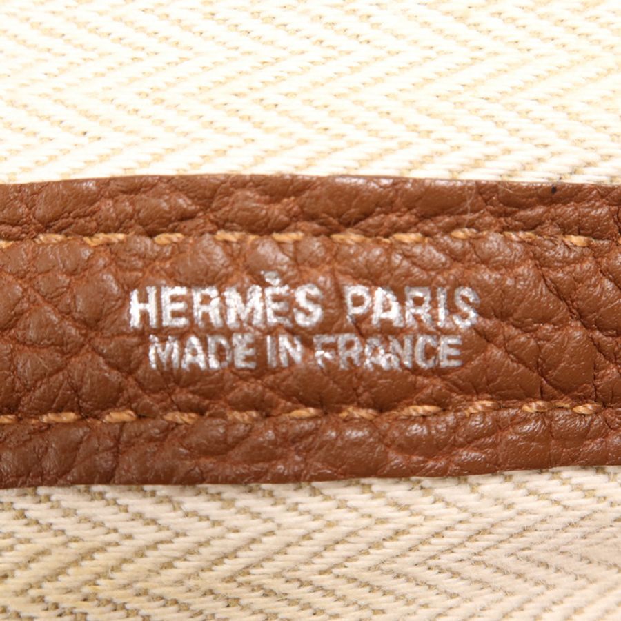 HERMES 【激減優惠】Negonda皮革Garden Party PM銀扣手挽袋Marron Fonce-11