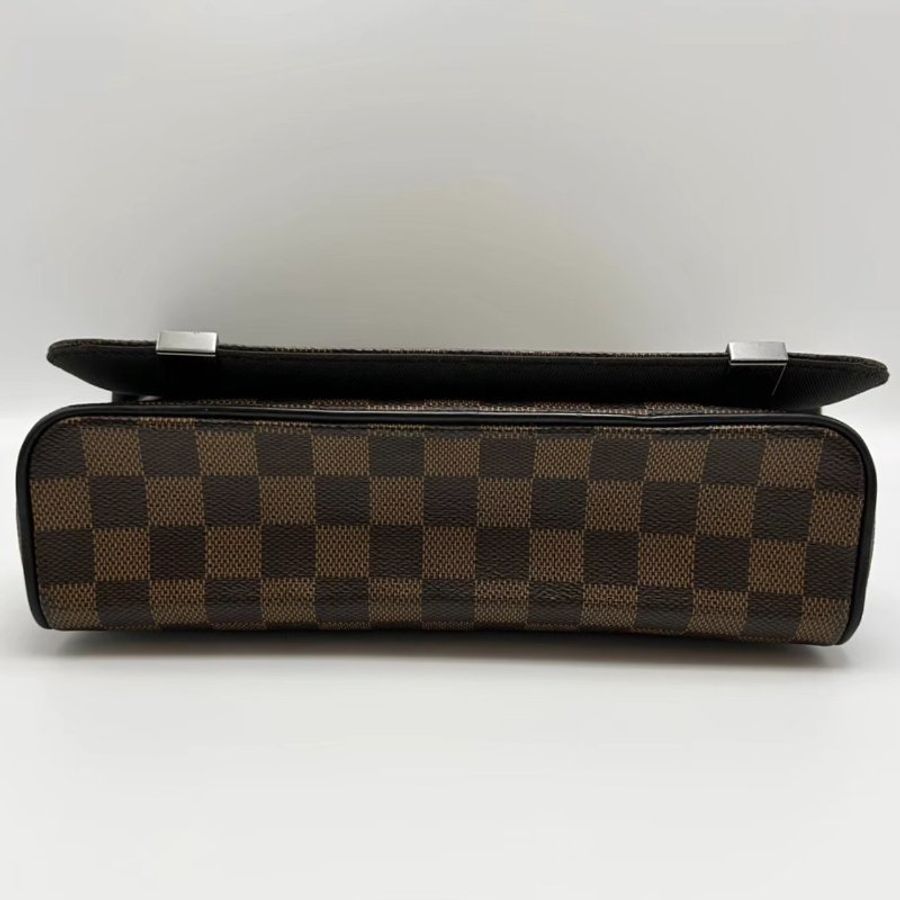 LV 棕棋盤翻蓋郵差肩背斜背包25*22*7 98新配件塵袋-3