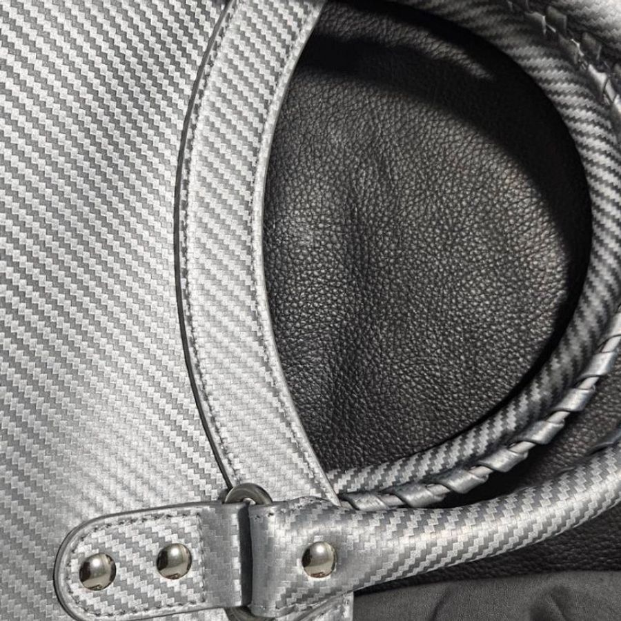 正品Balenciaga銀色斜紋 neo classic款 機車包/中款-10