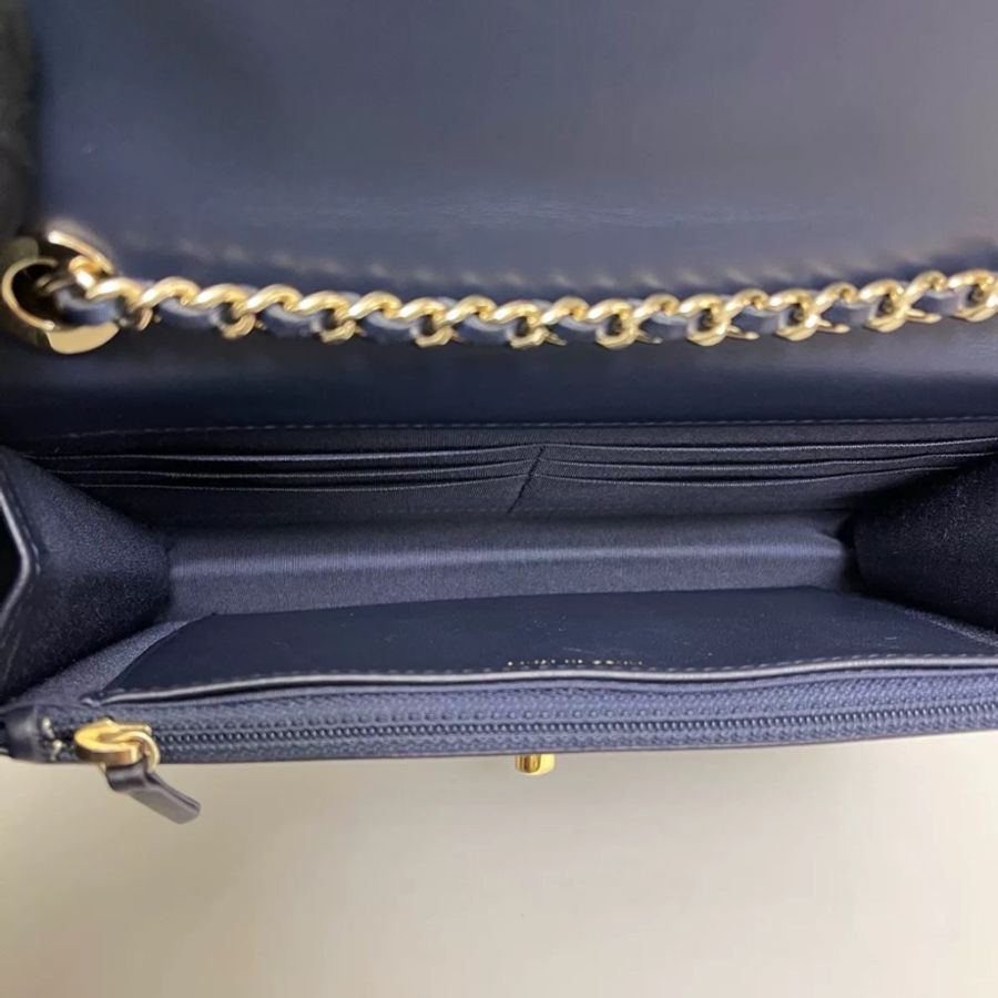Chanel香奈兒Trendy cc woc深藍色菱格鏈條包-5