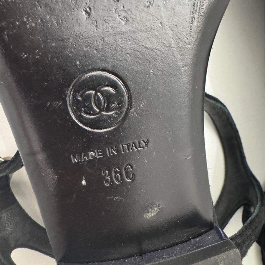 Chanel 黑山茶花夾腳涼鞋 36號-9