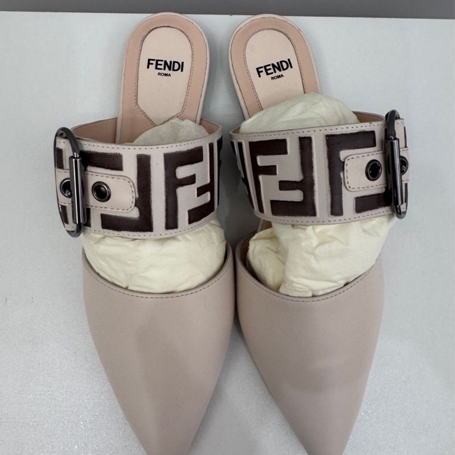 Fendi 尖頭穆勒鞋｜裸色 35號 經典 FF Logo-5