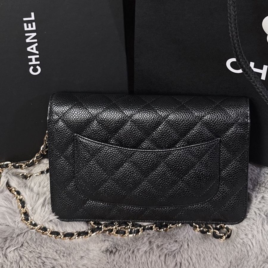 Chanel 香奈兒 WOC 黑金 荔枝皮 全配-6