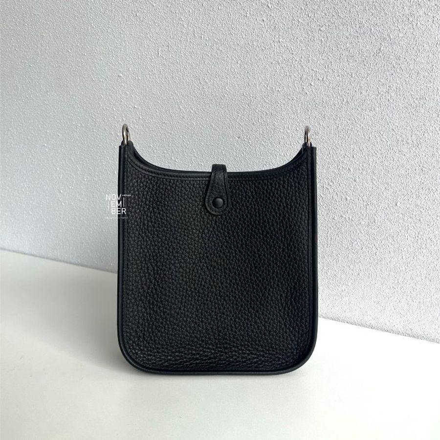 閒置新有購證🙌🏻 Hermès 愛馬仕 Mini Evelyne 黑色銀釦 一代 斜背包-6