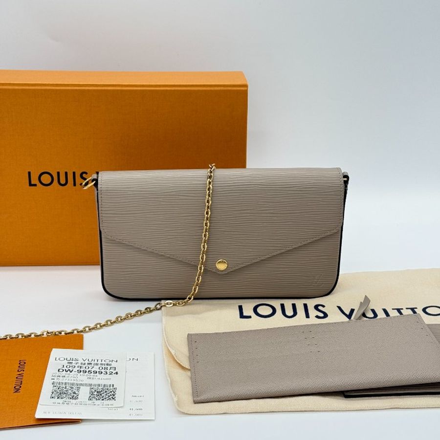 【 小編精選🌟近新閒置品】LOUIS VUITTON 路易威登 Félicie Pochette 三合一 Epi 牛皮 水波紋牛皮 鏈條包 手拿包 (長多位卡包*1 長零錢包*1)-1