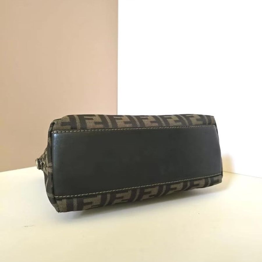 【LA LUNE】中古包 Fendi 小貝殼黑咖啡色老花單肩包 側背包 斜背包 二手包-8