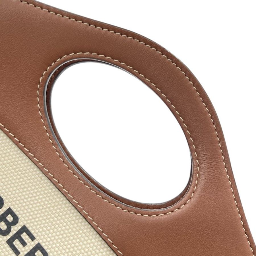 BURBERRY 巴寶莉 可肩背 帆布 皮革 手提包 米色-14
