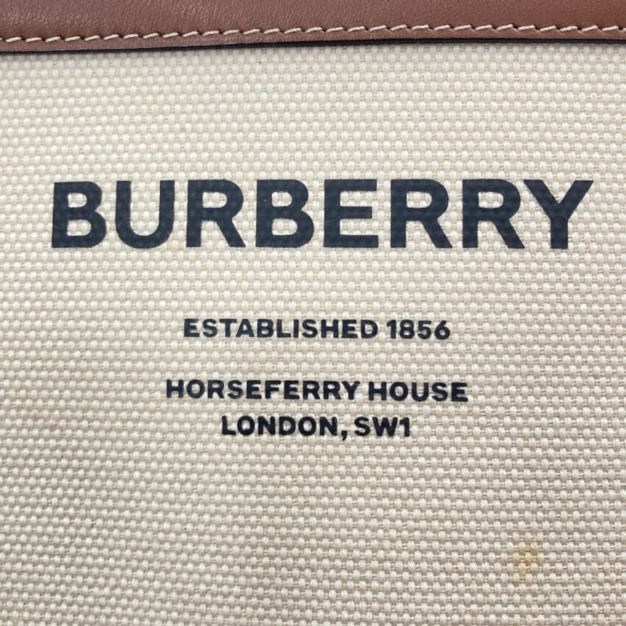 BURBERRY 巴寶莉 可肩背 帆布 皮革 手提包 米色-17