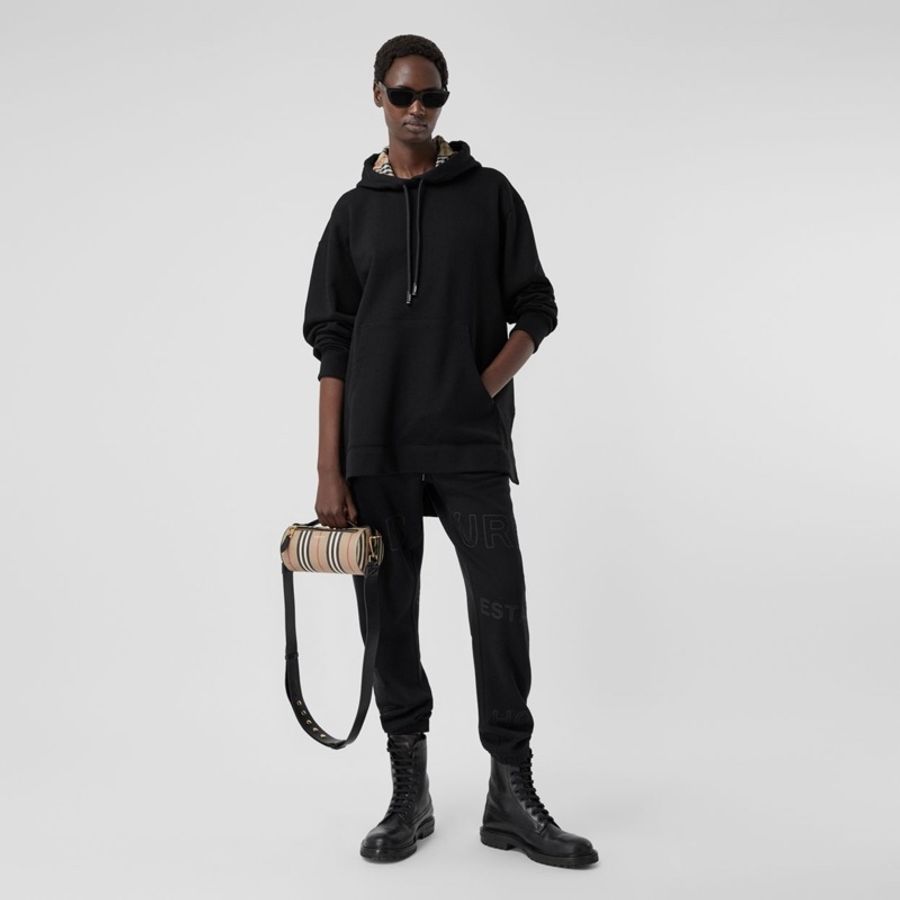 BURBERRY英國黑色格紋連帽衛衣XL-1