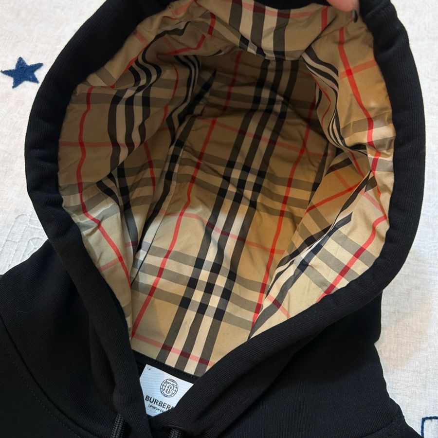 BURBERRY英國黑色格紋連帽衛衣XL-9