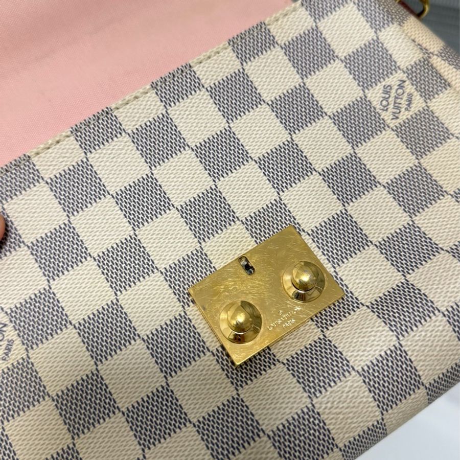 LV 路易威登 croisette 白棋盤流蘇郵差包斜背包-3