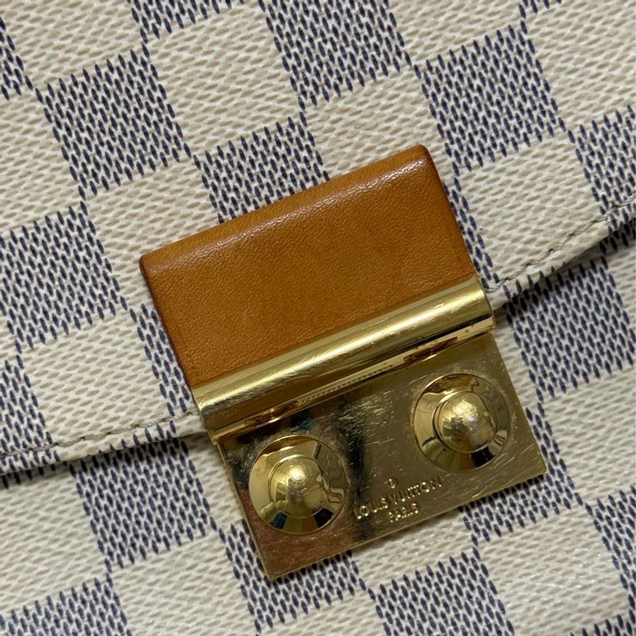 LV 路易威登 croisette 白棋盤流蘇郵差包斜背包-11